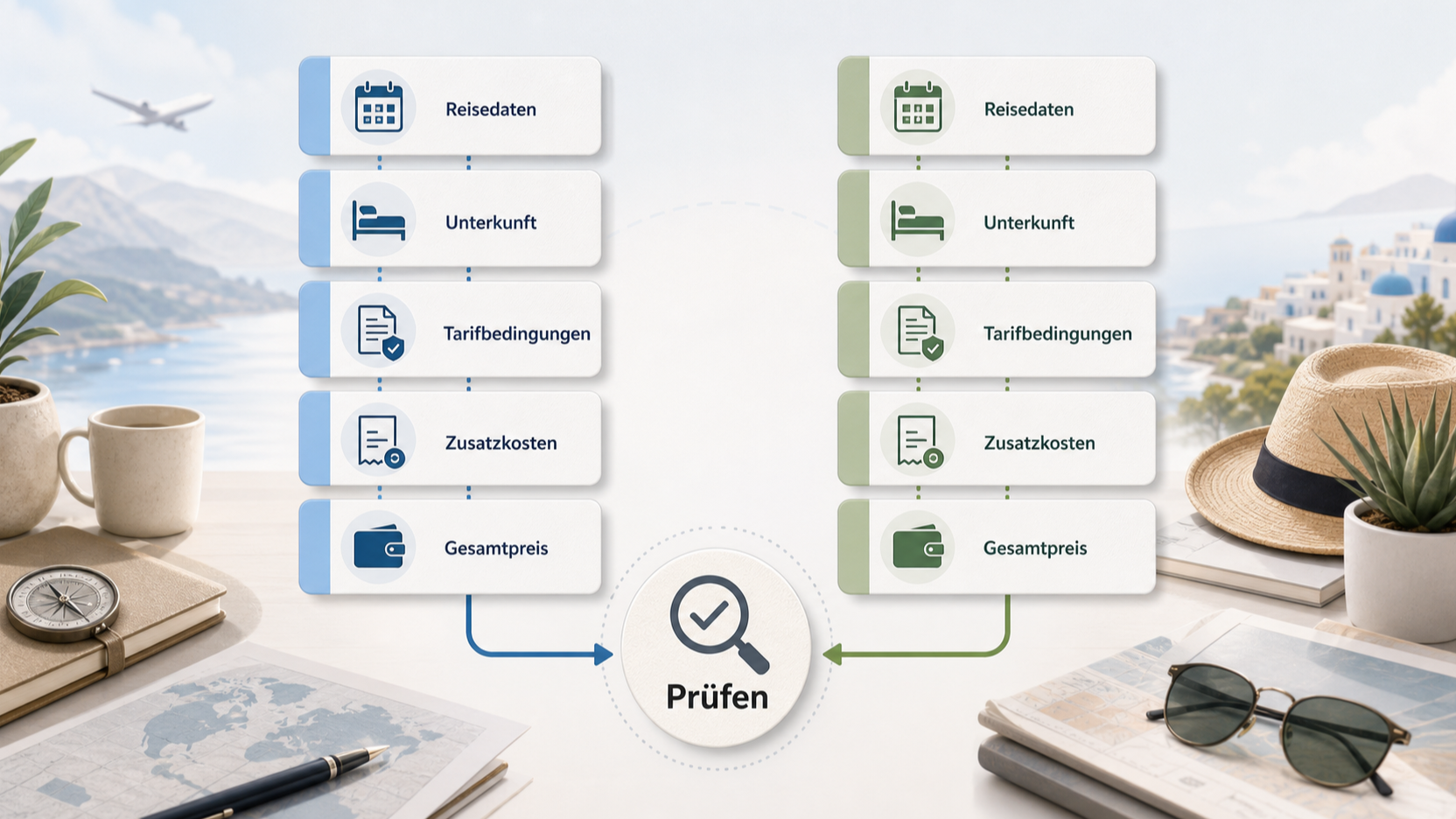 Redaktionelle Illustration zu Booking.com oder Expedia: Welches Hotelportal passt besser zur Reise?